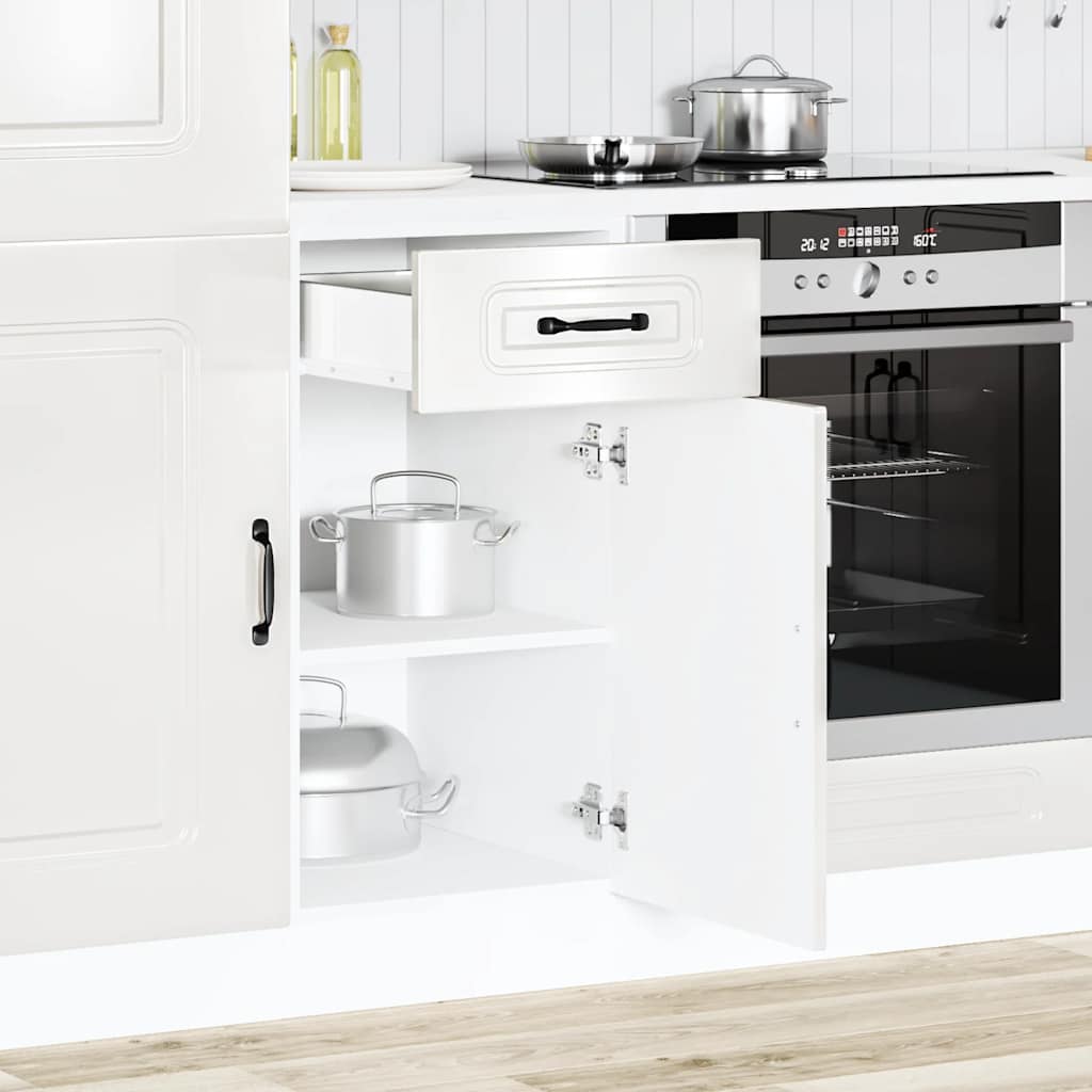 Keuken onderkast Kalmar bewerkt hout hoogglans wit