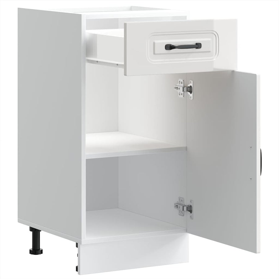 Keuken onderkast Kalmar bewerkt hout hoogglans wit