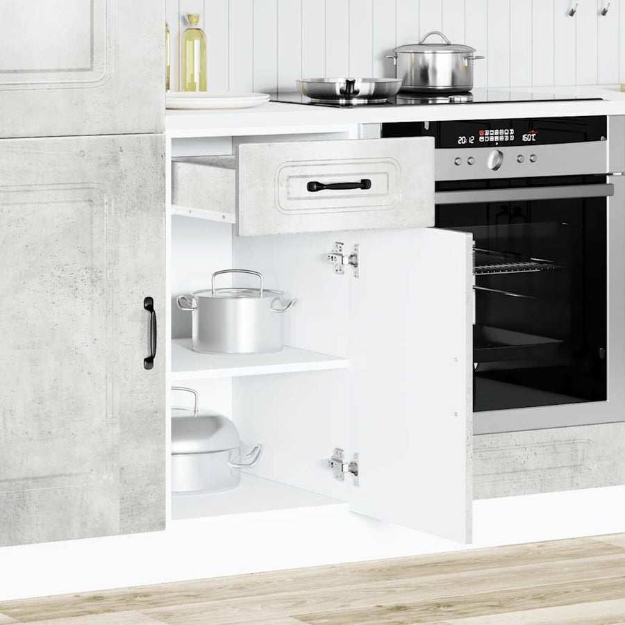 Keuken onderkast Kalmar bewerkt hout betongrijs
