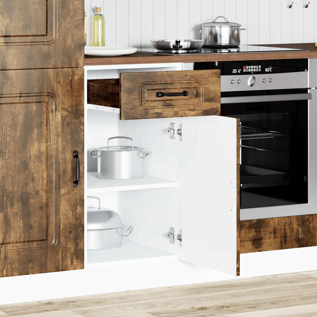 Keuken onderkast Kalmar bewerkt hout gerookt eikenkleurig