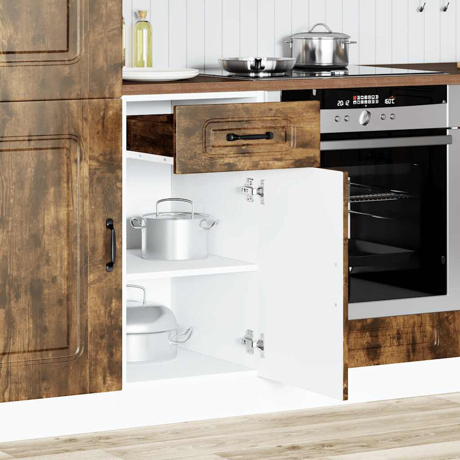 Keuken onderkast Kalmar bewerkt hout gerookt eikenkleurig