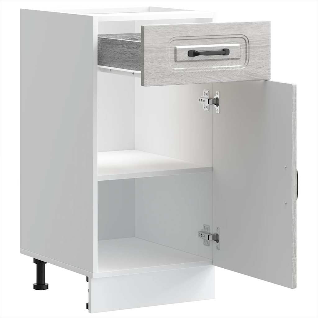 Keuken onderkast Kalmar bewerkt hout grijs sonoma eiken