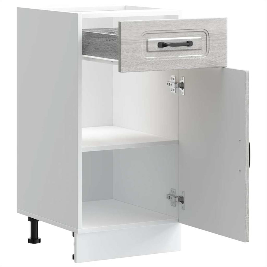 Keuken onderkast Kalmar bewerkt hout grijs sonoma eiken