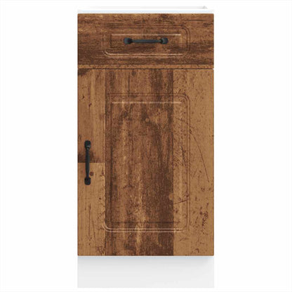 Keuken onderkast Kalmar bewerkt hout oud houtkleurig
