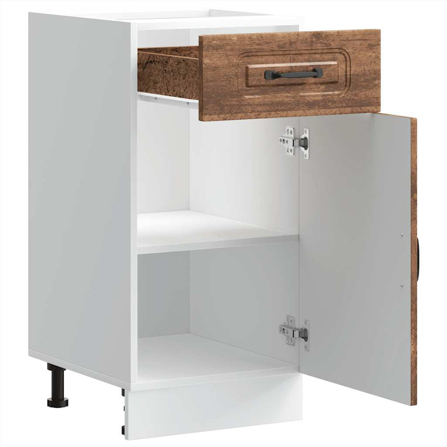 Keuken onderkast Kalmar bewerkt hout oud houtkleurig