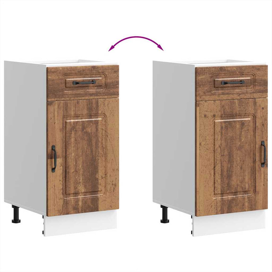 Keuken onderkast Kalmar bewerkt hout oud houtkleurig