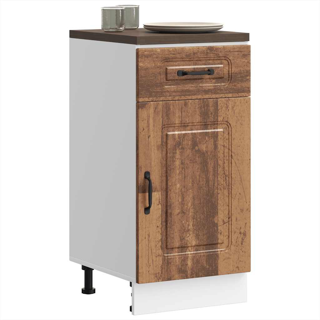 Keuken onderkast Kalmar bewerkt hout oud houtkleurig