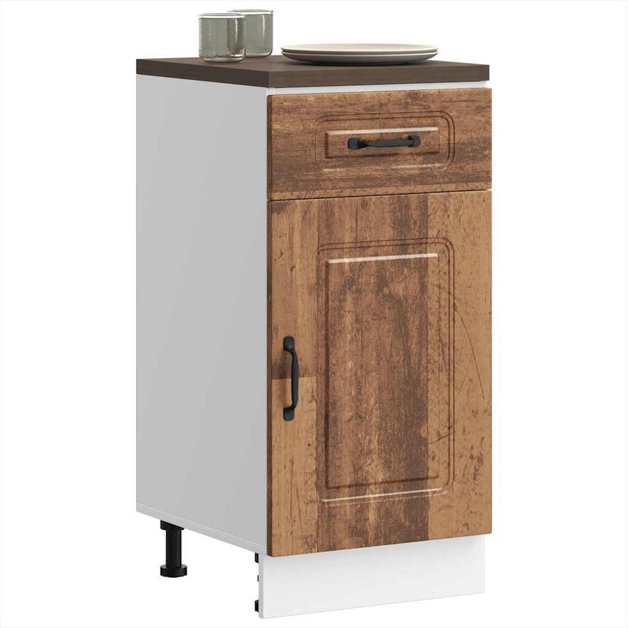 Keuken onderkast Kalmar bewerkt hout oud houtkleurig