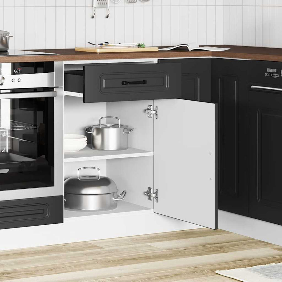 Keuken onderkast Kalmar bewerkt hout zwart
