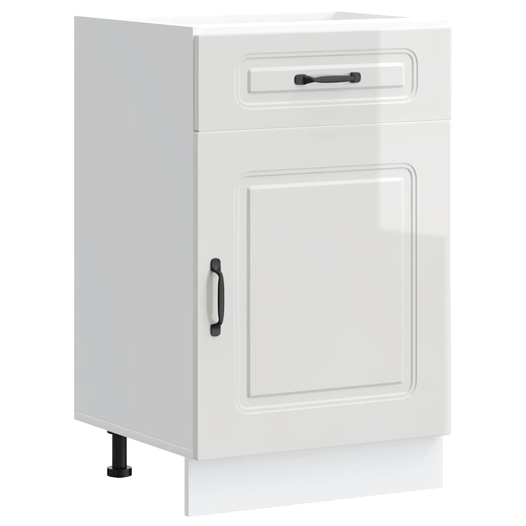 Keuken onderkast Kalmar bewerkt hout hoogglans wit