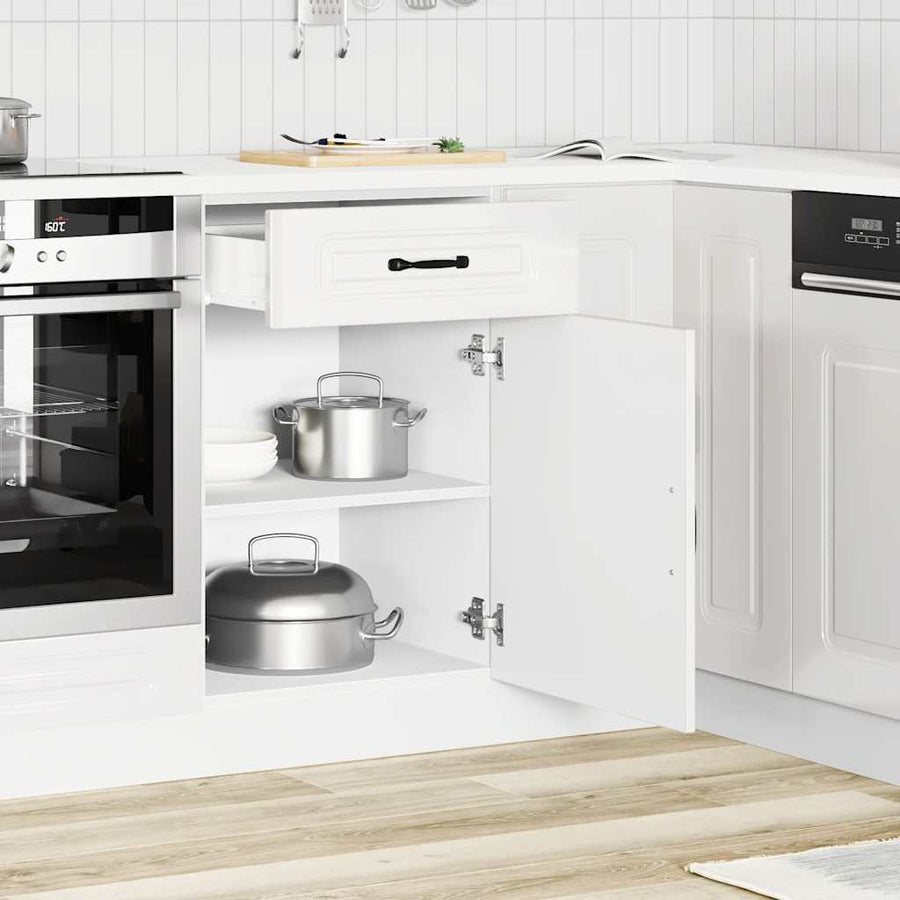 Keuken onderkast Kalmar bewerkt hout hoogglans wit