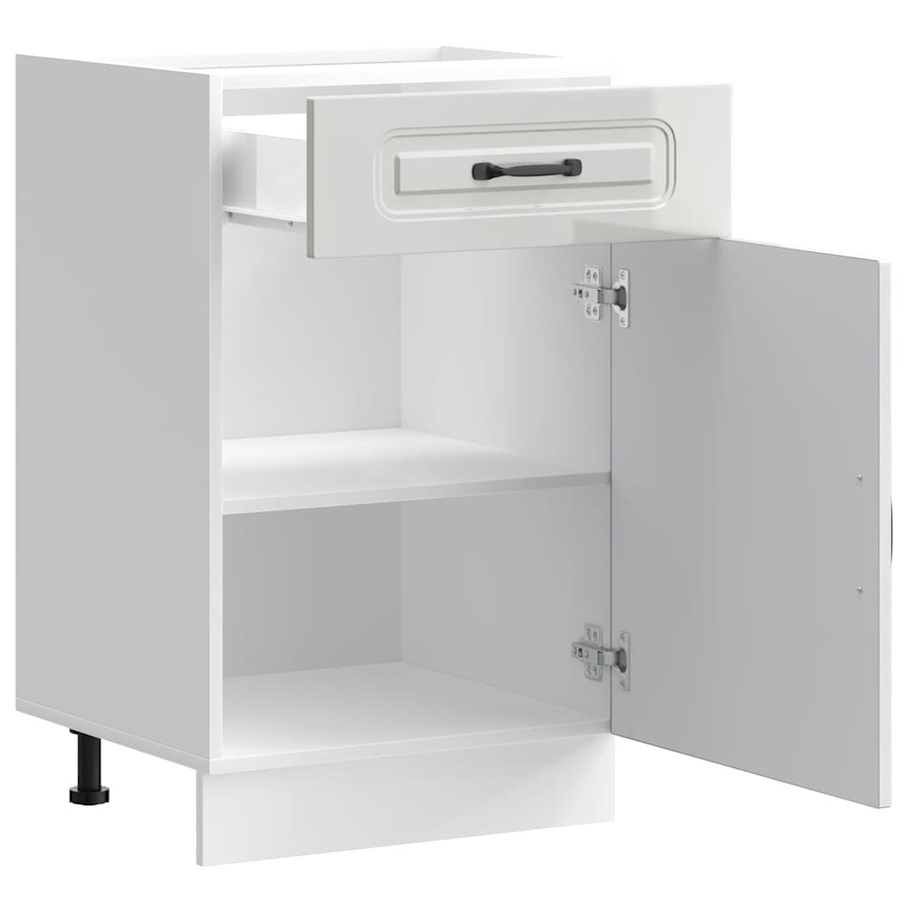 Keuken onderkast Kalmar bewerkt hout hoogglans wit