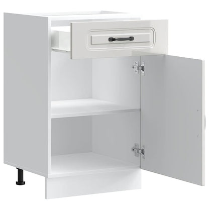 Keuken onderkast Kalmar bewerkt hout hoogglans wit