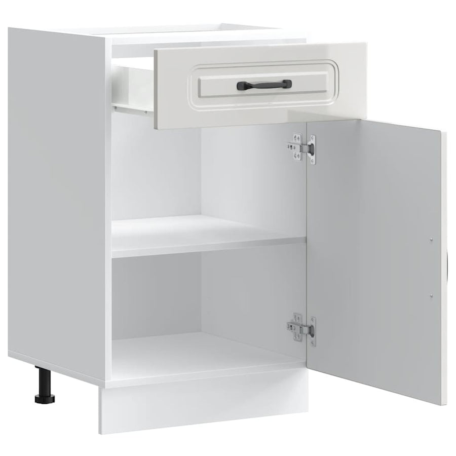 Keuken onderkast Kalmar bewerkt hout hoogglans wit