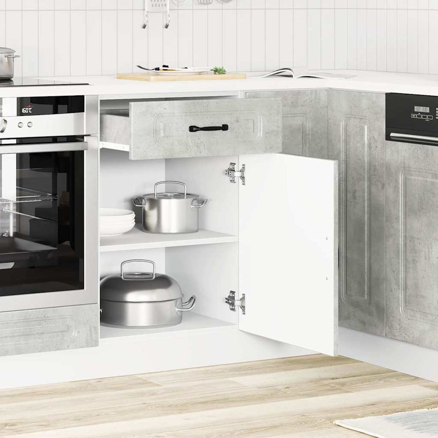 Keuken onderkast Kalmar bewerkt hout betongrijs