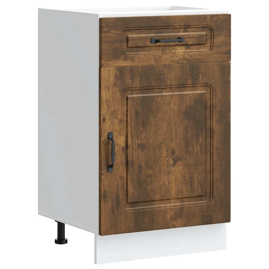 Keuken onderkast Kalmar bewerkt hout gerookt eikenkleurig