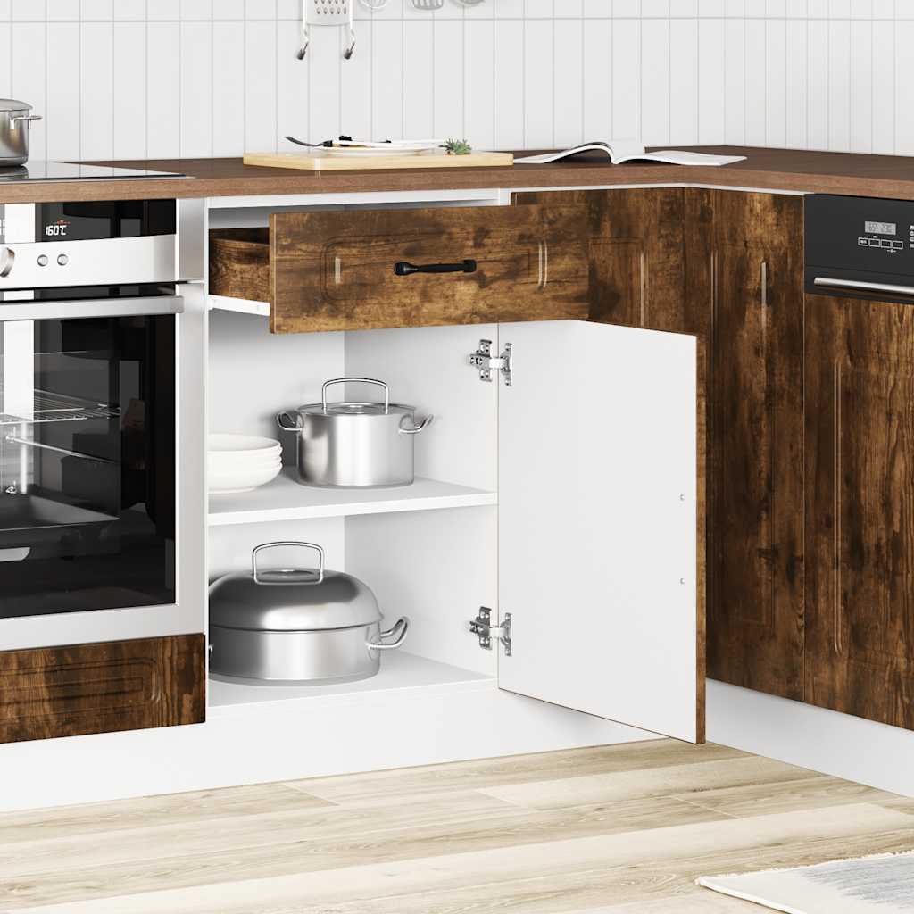 Keuken onderkast Kalmar bewerkt hout gerookt eikenkleurig