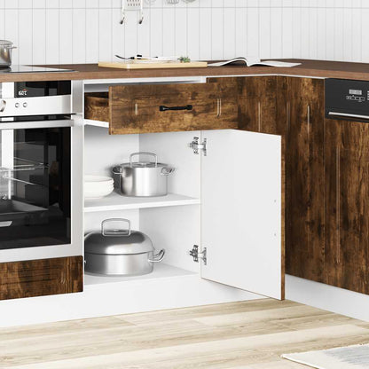 Keuken onderkast Kalmar bewerkt hout gerookt eikenkleurig