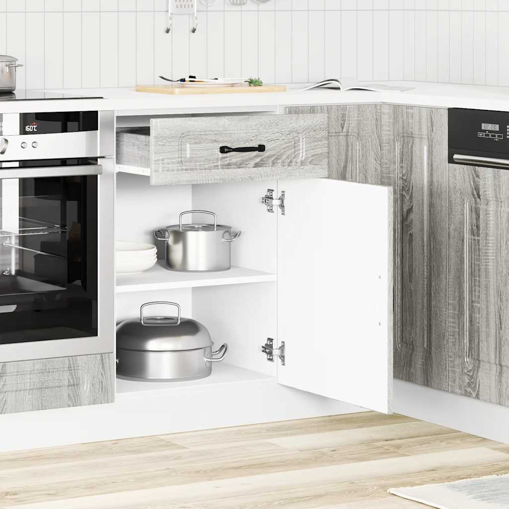 Keuken onderkast Kalmar bewerkt hout grijs sonoma eiken