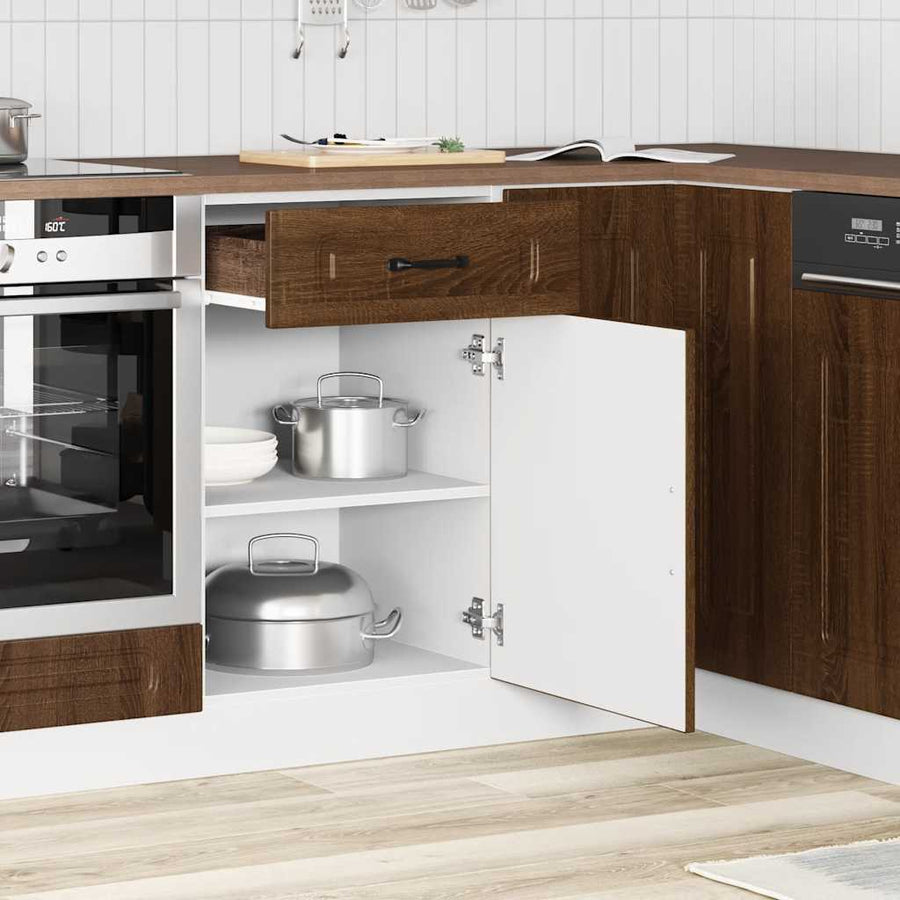 Keuken onderkast Kalmar bewerkt hout bruin eikenkleur