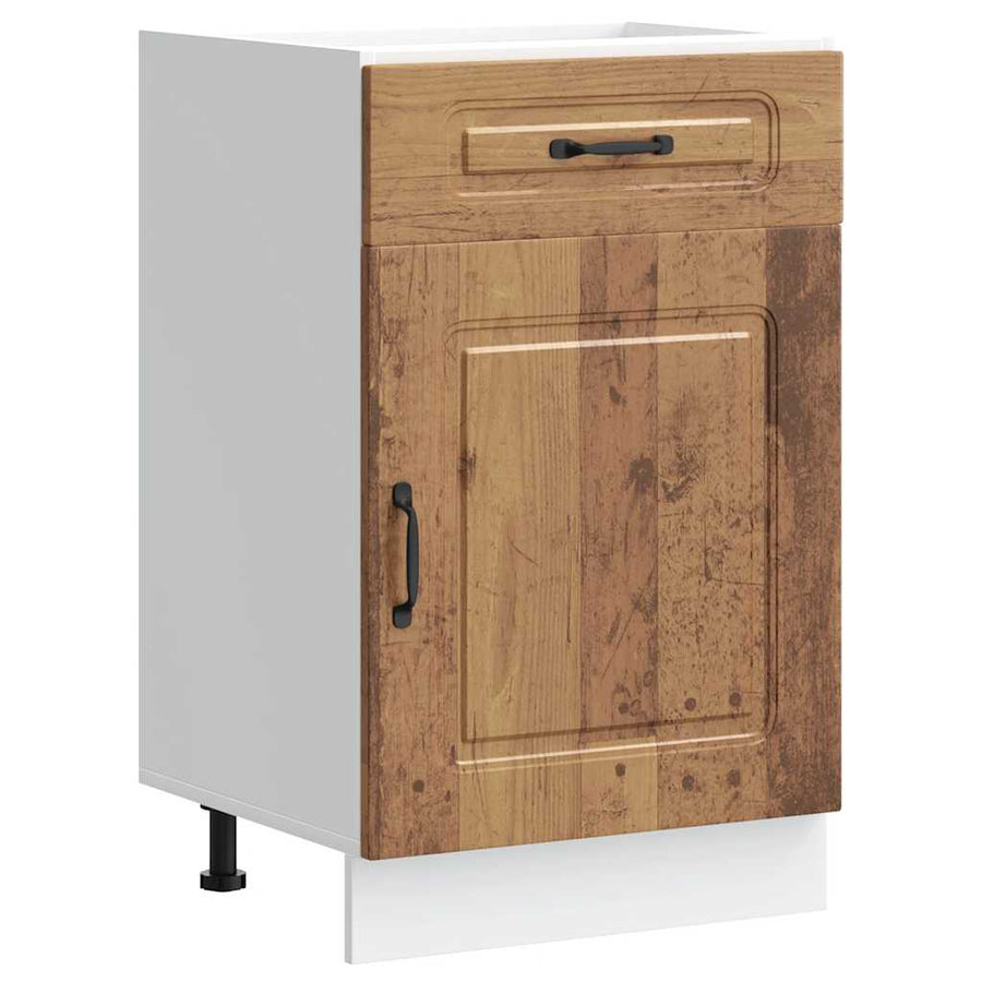 Keuken onderkast Kalmar bewerkt hout oud houtkleurig