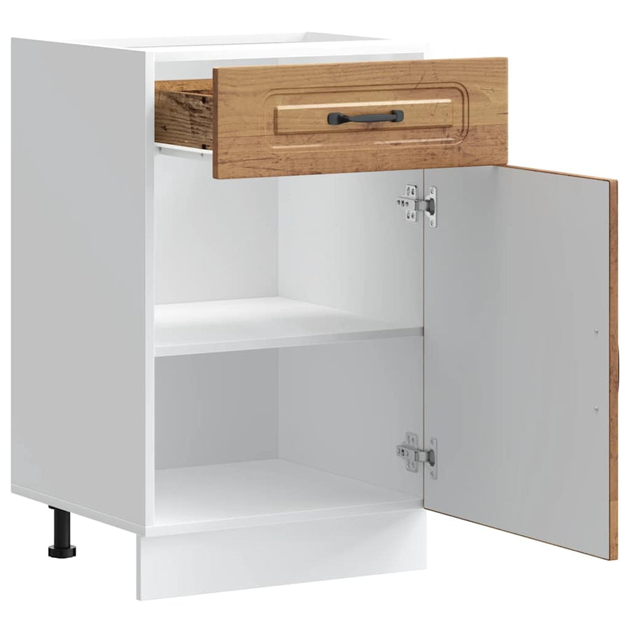 Keuken onderkast Kalmar bewerkt hout oud houtkleurig