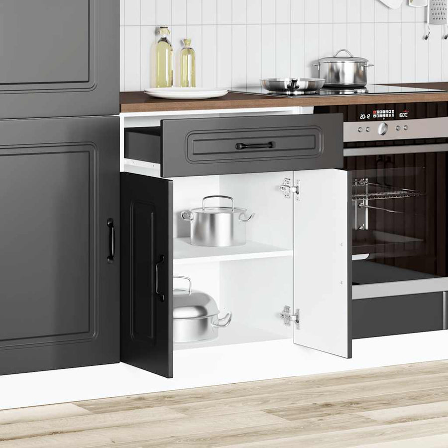 Keuken onderkast Kalmar bewerkt hout zwart