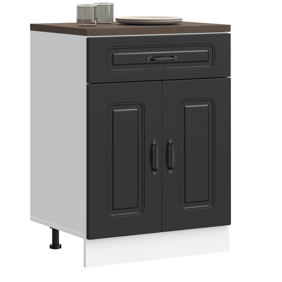 Keuken onderkast Kalmar bewerkt hout zwart