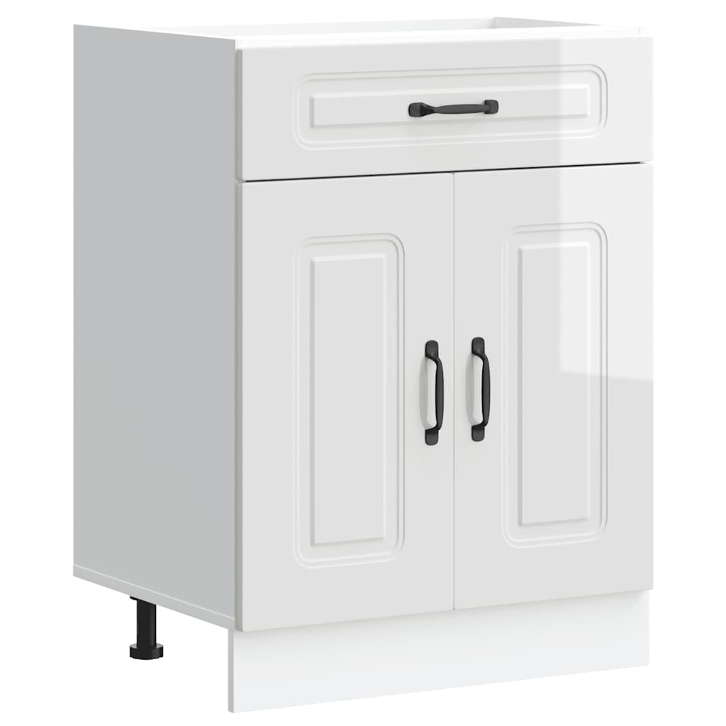 Keuken onderkast Kalmar bewerkt hout hoogglans wit