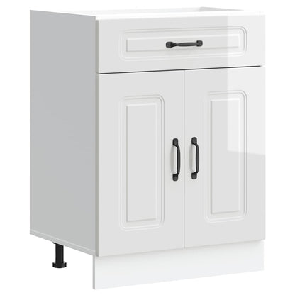 Keuken onderkast Kalmar bewerkt hout hoogglans wit
