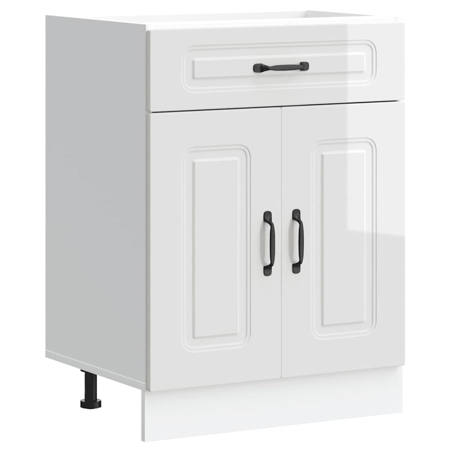 Keuken onderkast Kalmar bewerkt hout hoogglans wit