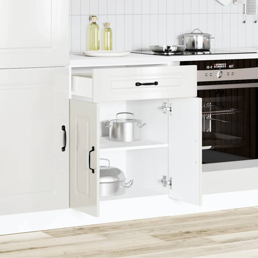 Keuken onderkast Kalmar bewerkt hout hoogglans wit