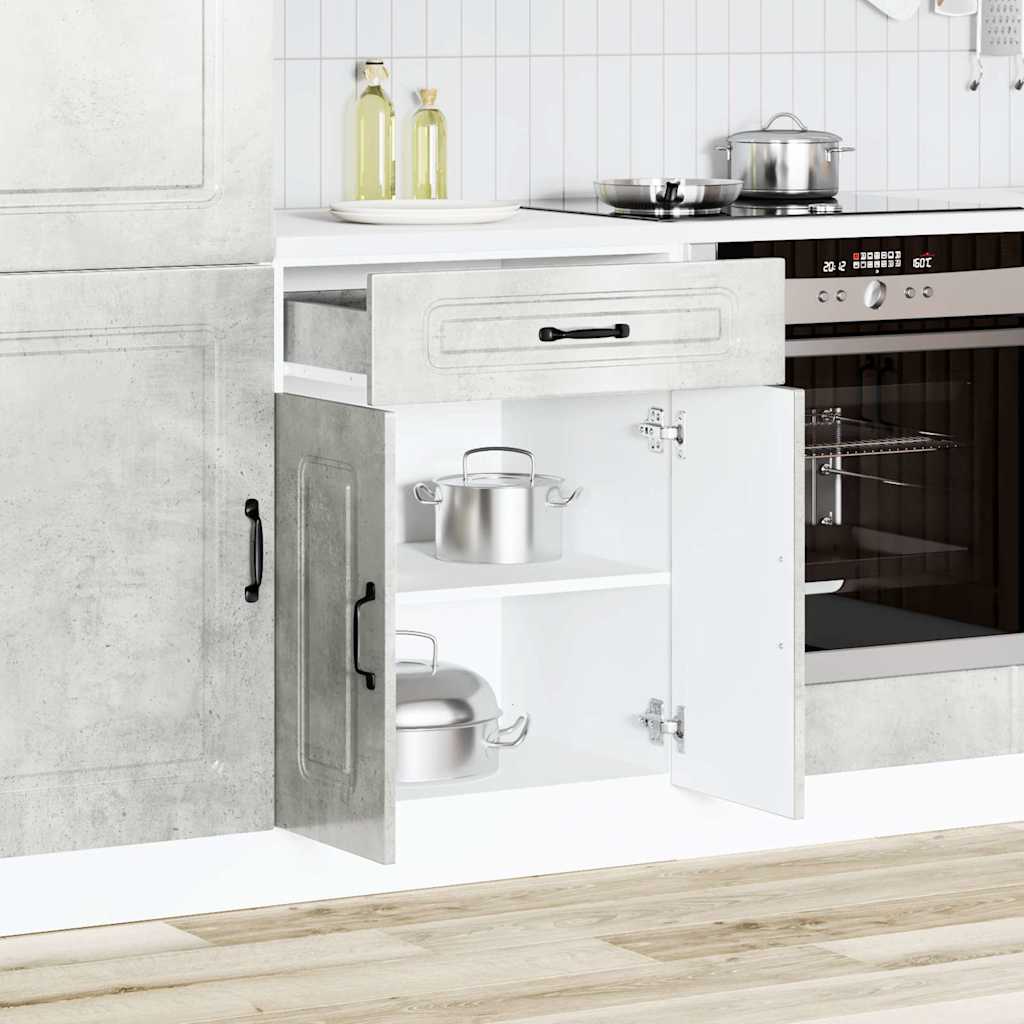 Keuken onderkast Kalmar bewerkt hout betongrijs