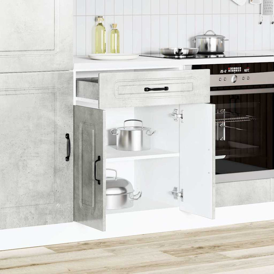 Keuken onderkast Kalmar bewerkt hout betongrijs