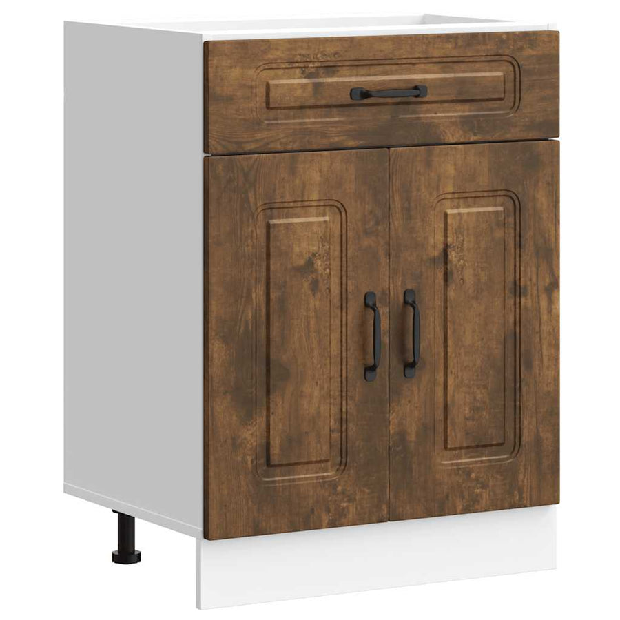 Keuken onderkast Kalmar bewerkt hout gerookt eikenkleurig