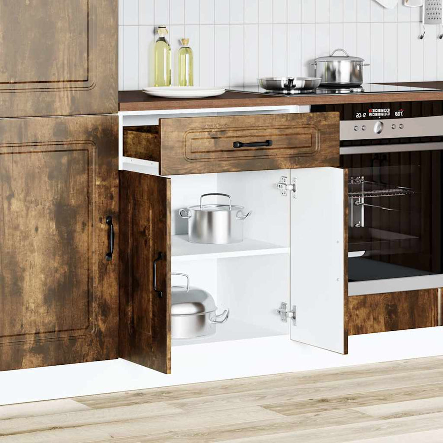 Keuken onderkast Kalmar bewerkt hout gerookt eikenkleurig