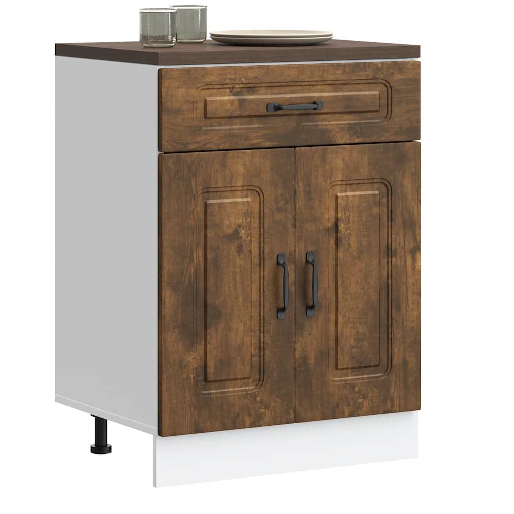Keuken onderkast Kalmar bewerkt hout gerookt eikenkleurig
