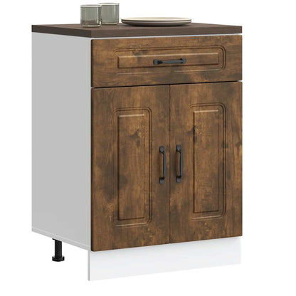 Keuken onderkast Kalmar bewerkt hout gerookt eikenkleurig