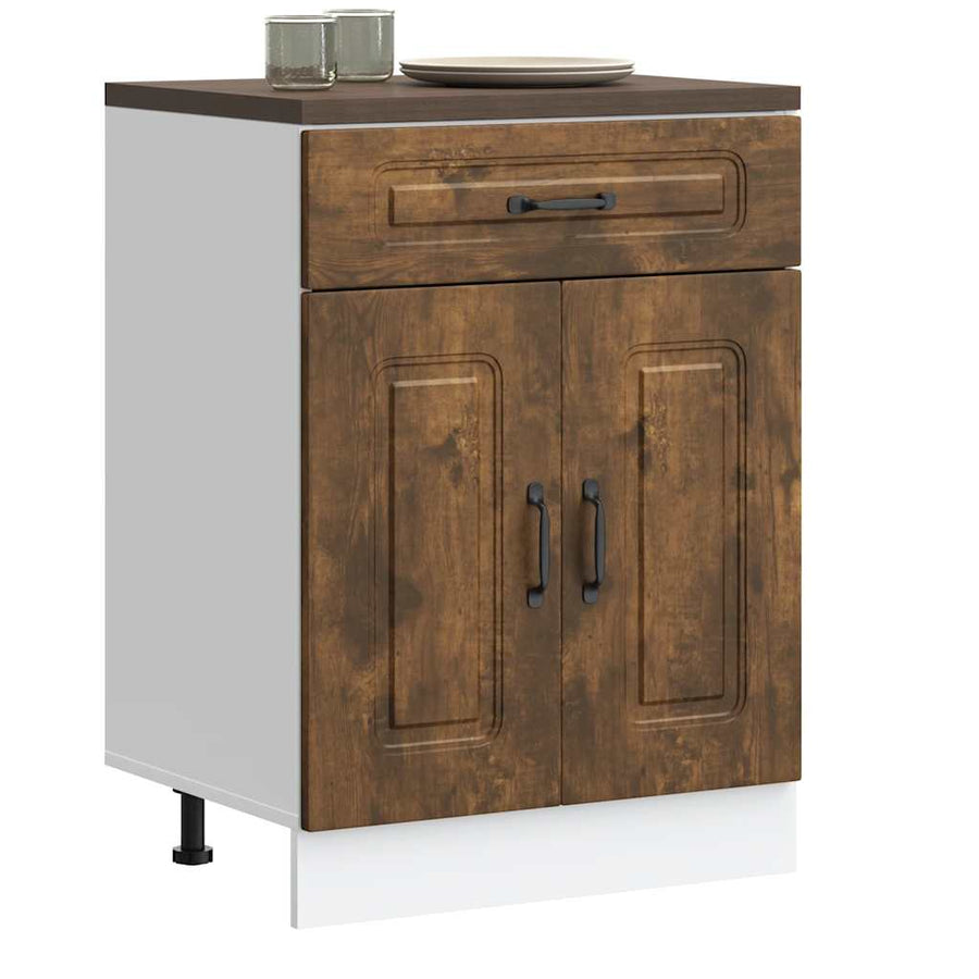 Keuken onderkast Kalmar bewerkt hout gerookt eikenkleurig