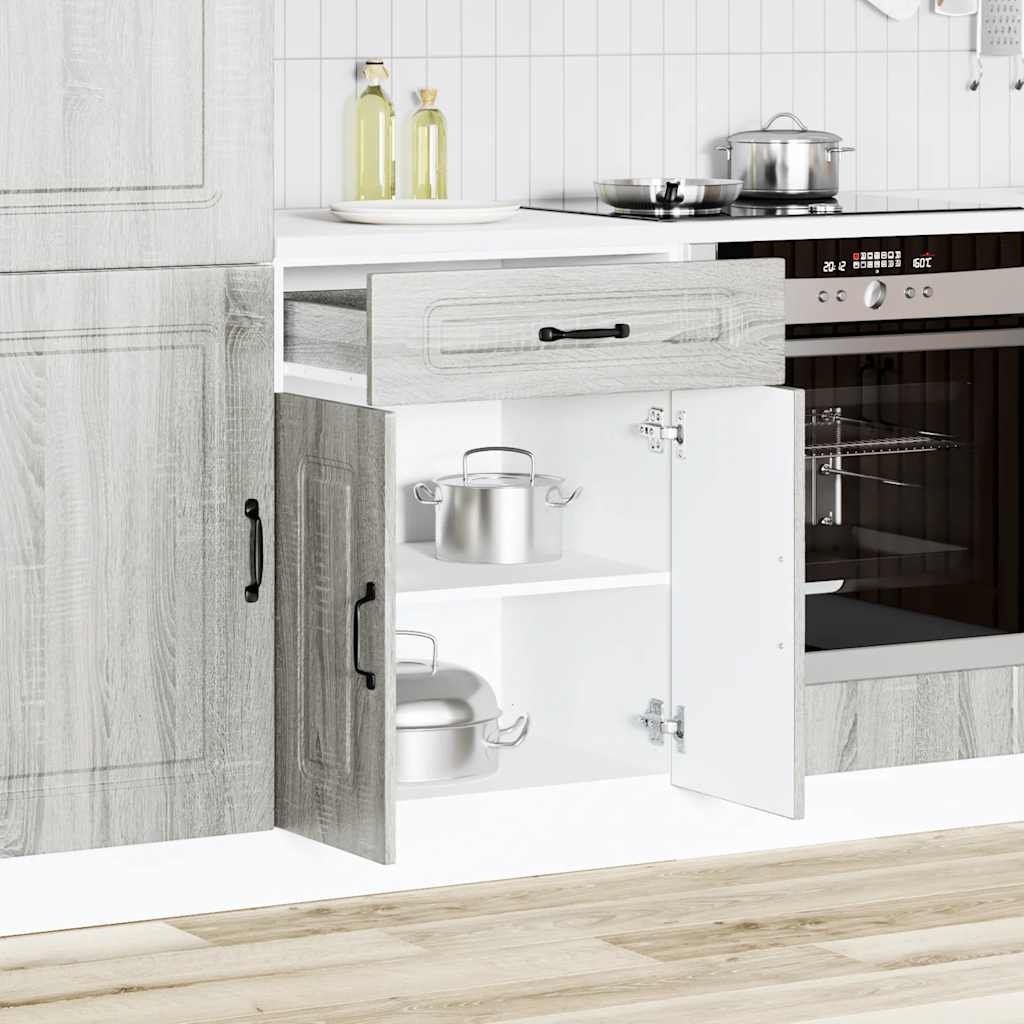 Keuken onderkast Kalmar bewerkt hout grijs sonoma eiken