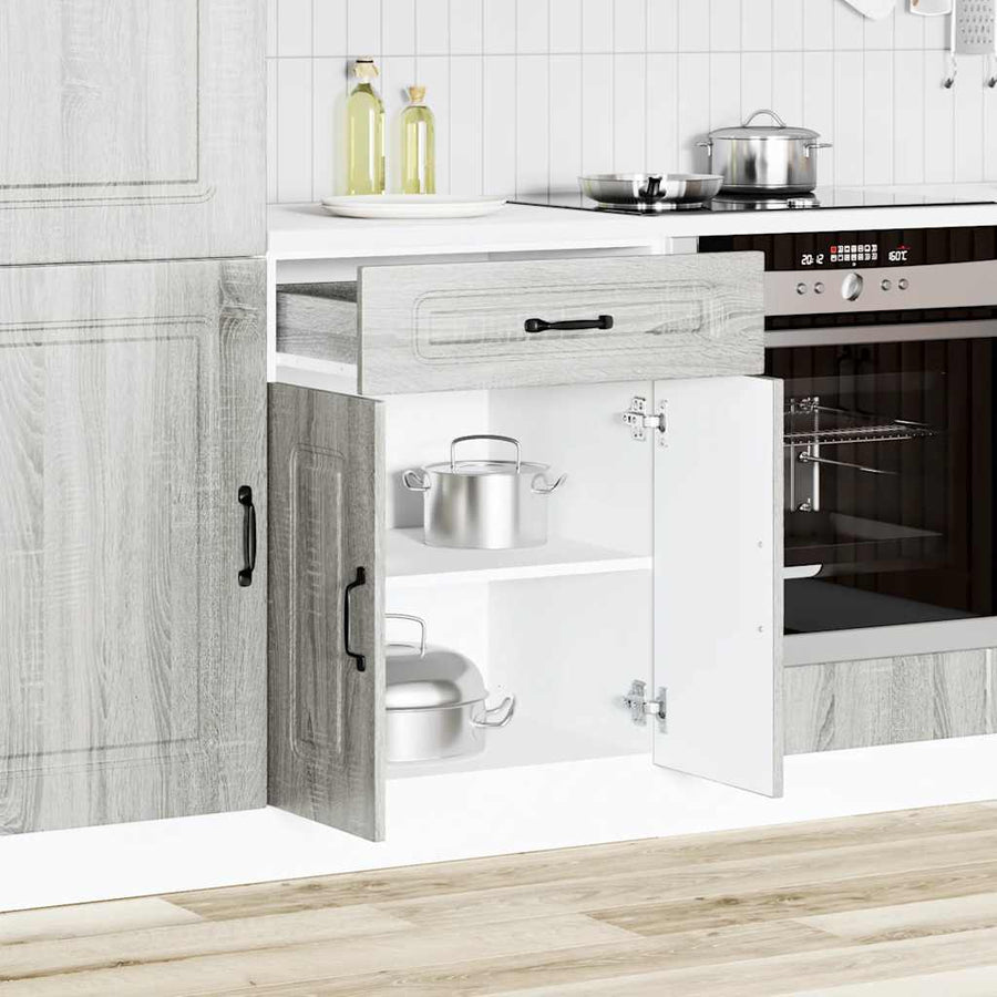 Keuken onderkast Kalmar bewerkt hout grijs sonoma eiken