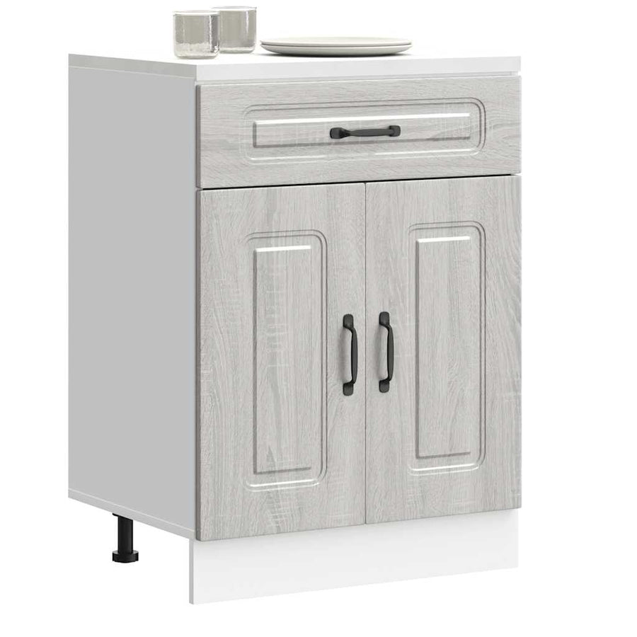 Keuken onderkast Kalmar bewerkt hout grijs sonoma eiken