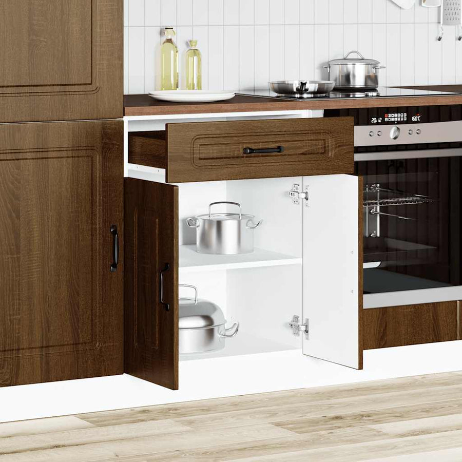 Keuken onderkast Kalmar bewerkt hout bruin eikenkleur