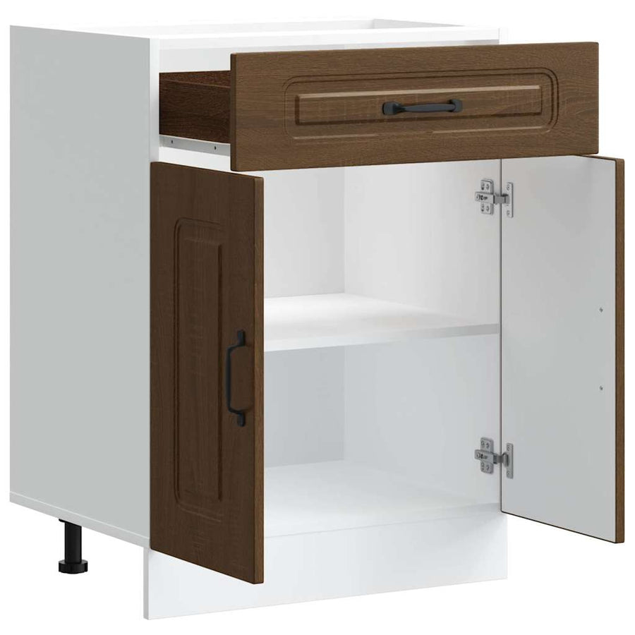 Keuken onderkast Kalmar bewerkt hout bruin eikenkleur