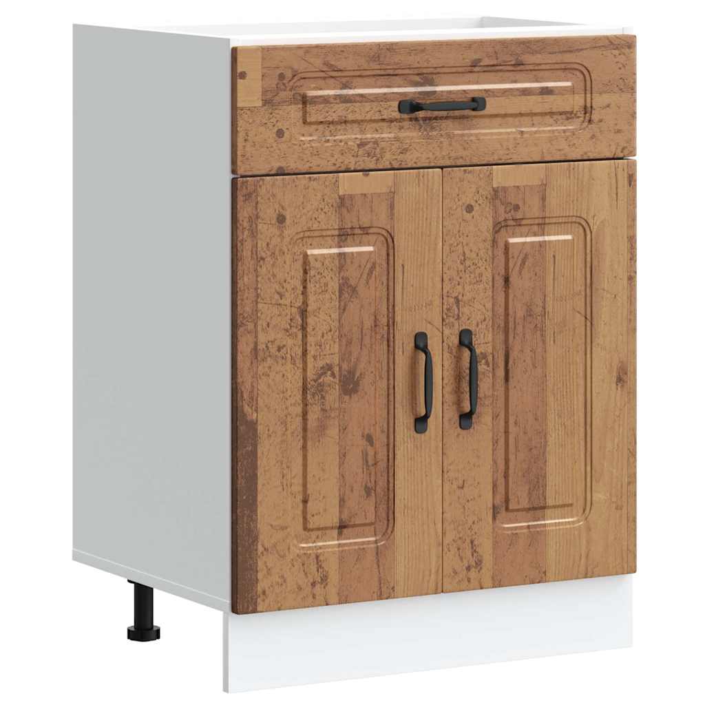 Keuken onderkast Kalmar bewerkt hout oud houtkleurig