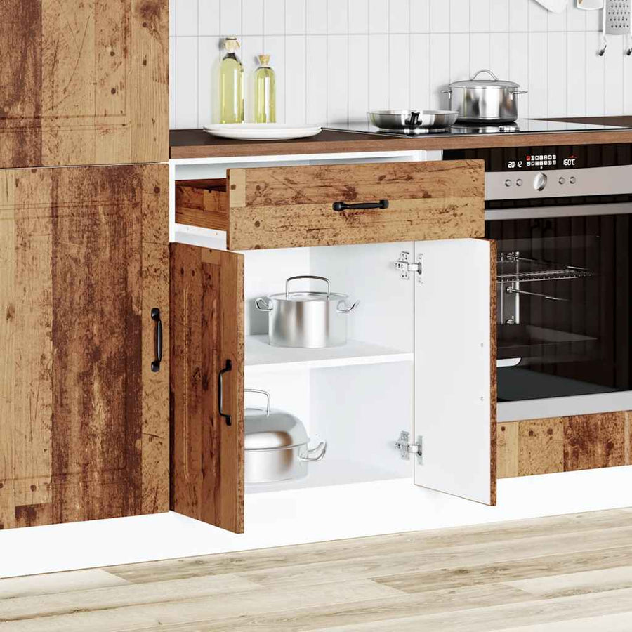 Keuken onderkast Kalmar bewerkt hout oud houtkleurig
