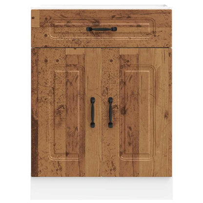 Keuken onderkast Kalmar bewerkt hout oud houtkleurig
