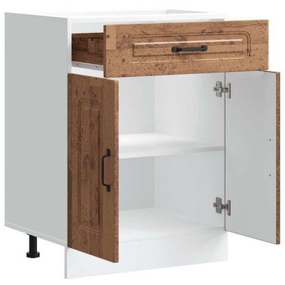 Keuken onderkast Kalmar bewerkt hout oud houtkleurig