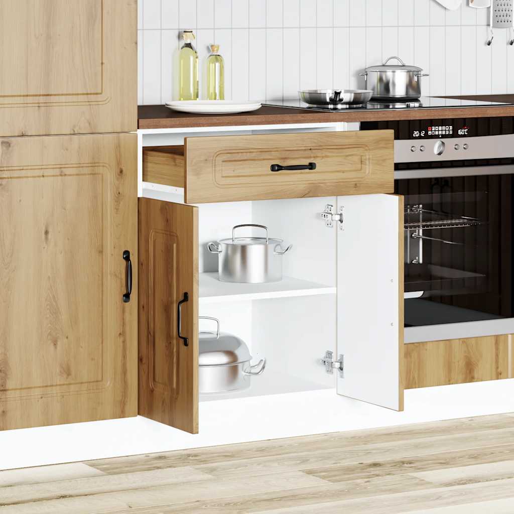 Keuken onderkast Kalmar bewerkt hout artisanaal eikenkleur