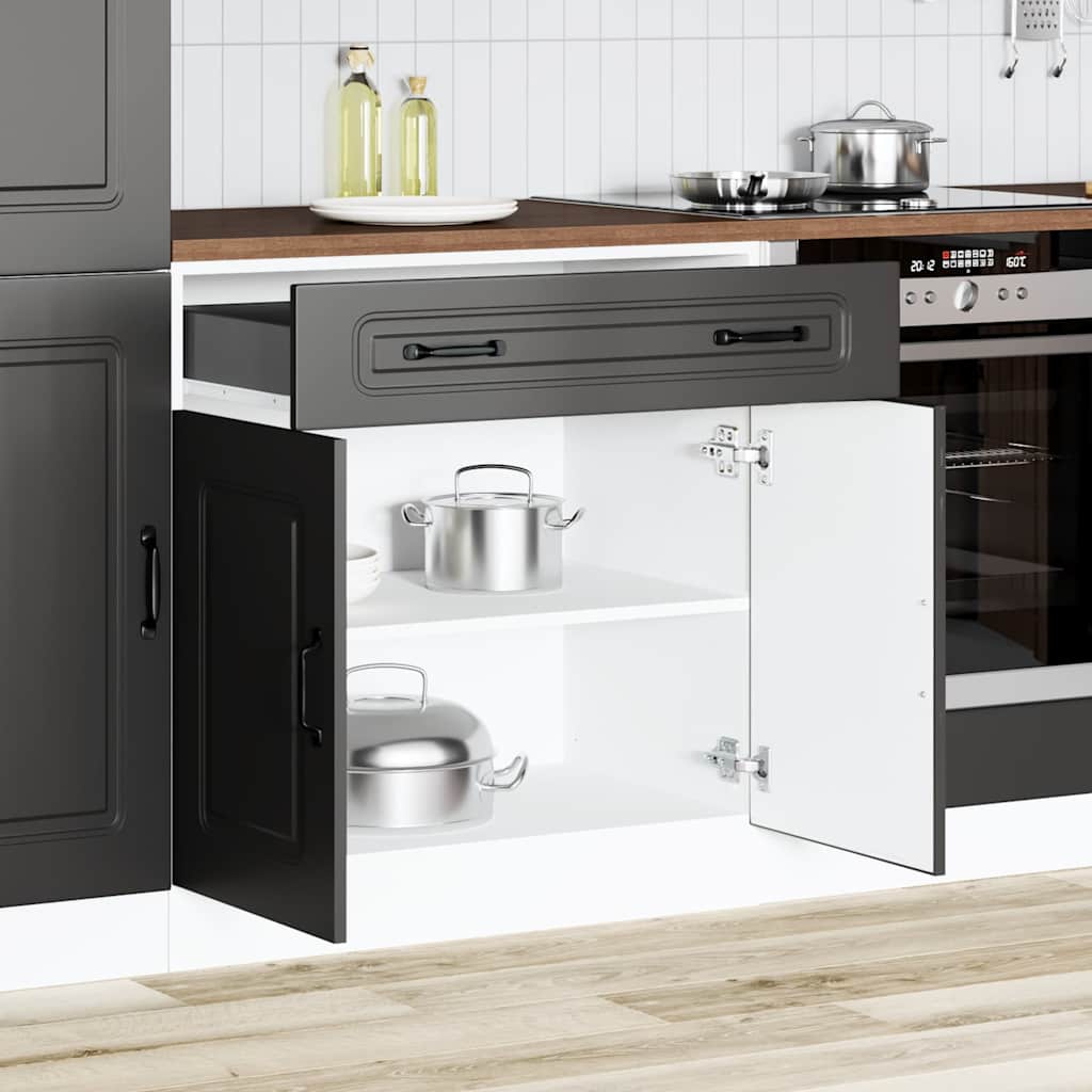Keuken onderkast Kalmar bewerkt hout zwart